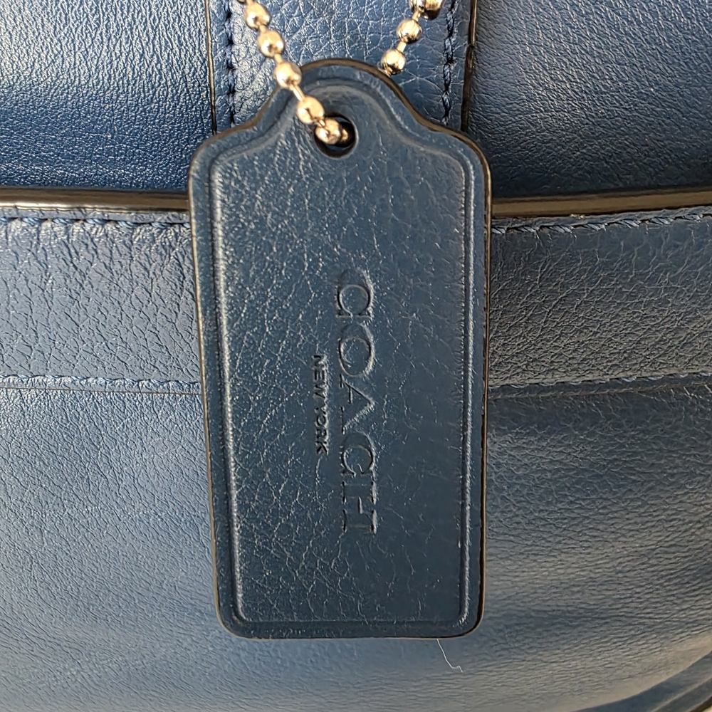 Coach Hamilton Cobalt Blue Leather Briefcase Laptop Business Bag - Picture 9 of 16